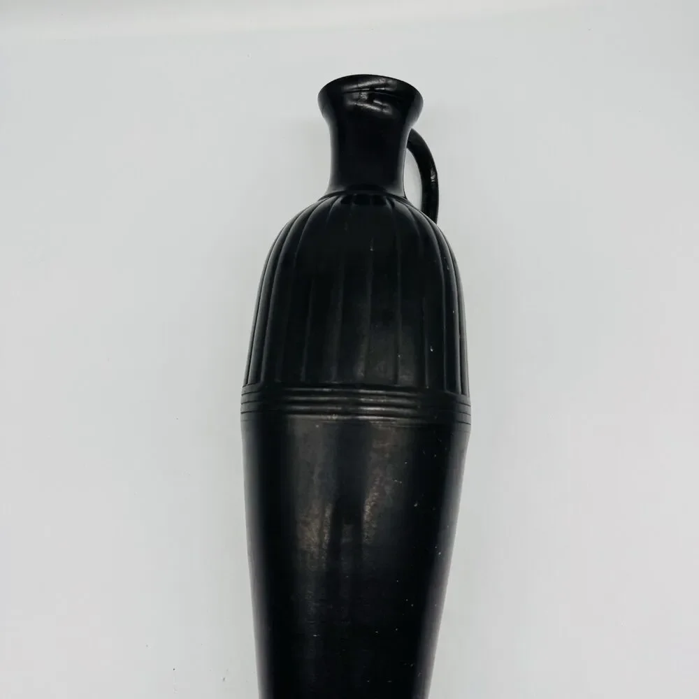 Antique Art Deco Black Metal Vase Urn Vintage Nouveau Europe